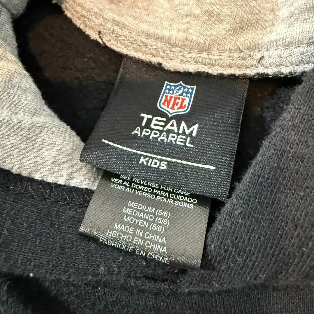 NFL Team Apparel Black Pullover Raiders Football Hoodie Embroidered Logo Sz 5/6